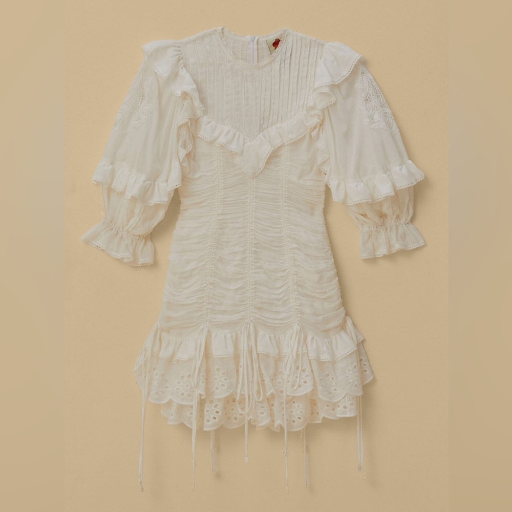 FARM Rio Cream Ruffled Eyelet Mini Dress - Picture 9 of 10